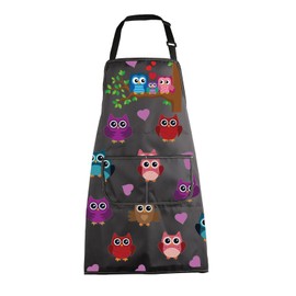 BNQL Owl Apron with Pockets Owl Lovers gifts Colorful Owl Cooking Apron Cute Owl Kitchen Apron Owl Gifts for Ornithologist (owl)