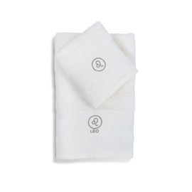 zer0bed Zodiac Zodiac Star Sign 2 Piece Towel Set Face Towel Guest Towel 100% Cotton Plain with Embroidery Lion