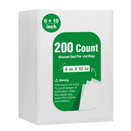 Syntus 200 Count Vacuum Sealer Bags Pint 6 x 10 inch for Seal a Meal, Commercial Grade BPA Free Heavy Duty Precut Seal Bags, Food Vac Bags for Storage, Meal Prep or Sous Vide