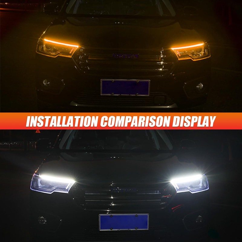2PCS 24 Inch Car LED Strip Lights, Waterproof Car Daytime