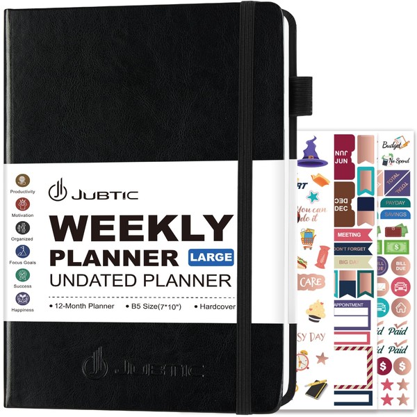 JUBTIC Weekly Planner, Large Undated Planner for Weekly and Monthly