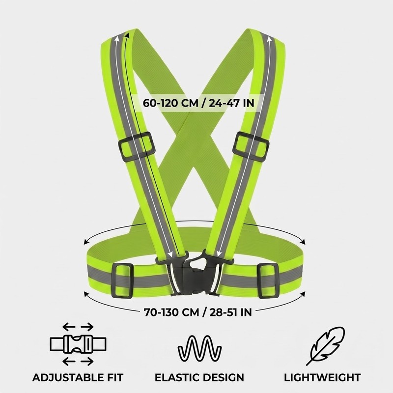 Reflective Vest Bicycle Reflective Safety Vest Adjustable - High Visibility