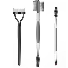 3 Pieces Set Eyebrow Brush Eyelash Separator Brow Comb & Lash Spoolie Professional Eye Makeup Tools, Black