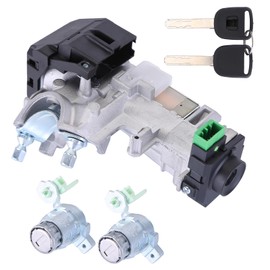 Dfuorty Complete Set Ignition Switch Cylinder Door Lock w/Keys Compatible for Honda CRV 2002 2003 2004 2006 Front Door Lock Cylinder Left & Right with 2 Keys Replace OE 72185-S9A-013