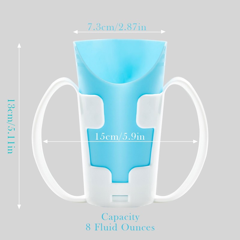JFGLORIX Nosey Cups with Holder 8.7oz,Elderly Care Cups for Physical