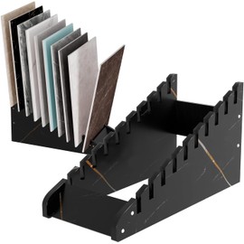 2 Pcs Tile Sample Rack, 10-tier Tile Sample Display Stand, Insertion Tiles Sample Holder for Exhibition Halls, Retail Stores (S)