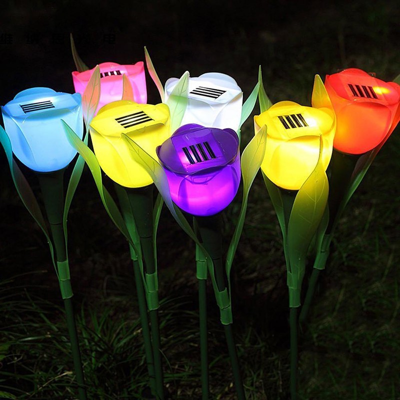 6 Pcs Outdoor Solar LED Light Garden Solar Tulip Flower