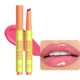 Bálsamo Labial Sólido Hidratante Bálsamo Labial Larga Duración Hydrating Lip Gloss & Balm Hybrid with Peptides, Click Lip Balm para Plumps & Moisturizes Labios Secos Agrietados (06#)