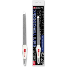 Solingen - Lima de uñas profesional de acero inoxidable – Cortadora de cutículas, herramienta 2 en 1 para cuidado de uñas de manos y pies, limas de zafiro y cortador de piel muerta afilada