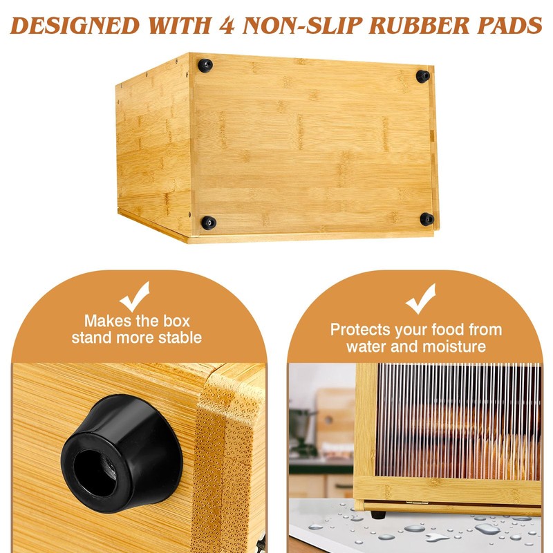 Joyvilla Double Layer Bamboo Bread Box for Kitchen Countertop, Bread