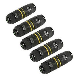 Conector de cable eléctrico IP68 impermeable de 2 vías para exteriores, rango de cable M16 (3.5-10 mm), adecuado para reparar y extender cables de alimentación, UL (paquete de 5)