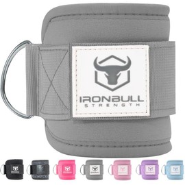 Women's Ankle Strap for Cable Machines & Resistance Bands: Gym & Home Workout Cuff Attachment for Leg Extensions, Kickbacks, Hip Abductors - Booty Exercises (Grey, Pair)