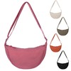 Jiusely Crescent Hobo Cross Body Bag Pink Nylon Dumpling Bag