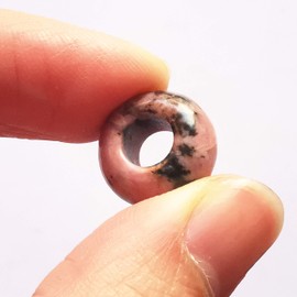 Manekieko Pack of 15 Natural Large Hole Loose Stone Rondelle Beads Crystals and Healing Stones, 6 mm DIY Jewellery Makings, rhodonite