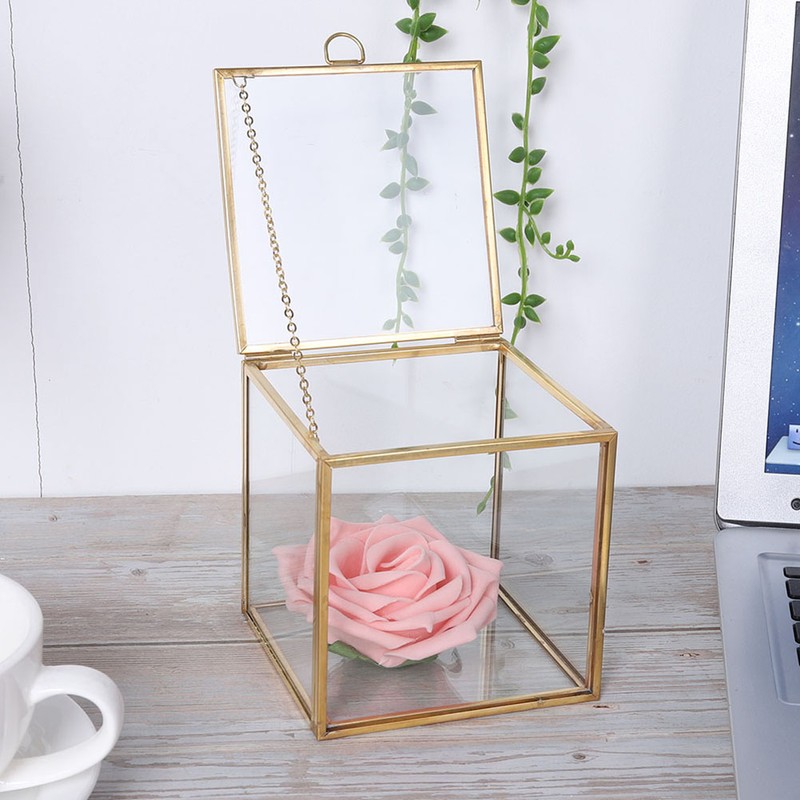 Gold Edge Geometric Glass Plant Planter Succulent Plants Container Home