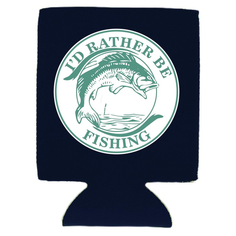 I'd Rather Be Fishing Collapsible Can Coolie (Navy Blue)