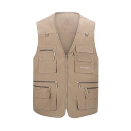 Hbufnha Men's Work Vest Outdoor Casual Safari Travel Vest With 16 Pockets Vests Jacket For Fishing Hiking Photograph 01-KH-XL