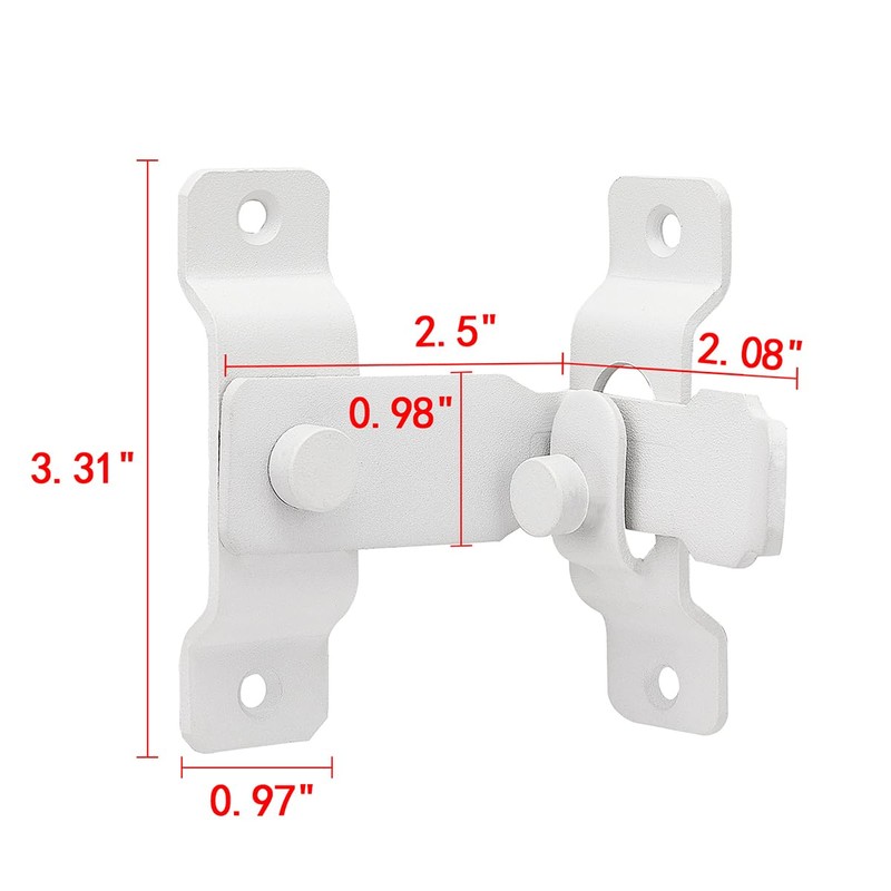Wocoe 90 Degree Flip Door Sliding Latch, Matte White Stainless