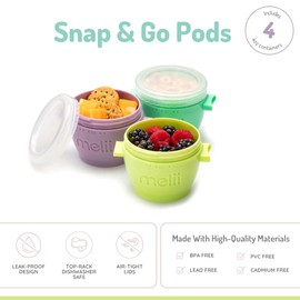 melii Snap & Go Baby Food Storage Containers with lids, Snack Containers, Freezer Safe, 4 oz - 4 Pack, Neutrals