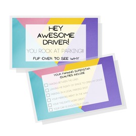 Boutique Marketing LLC You Rock At Parking Card | 50 Pack | 2 x 3.5 inches Business Sized Card | Random Acts Of Kindness | Inspiration Card | 90s Color Block Design