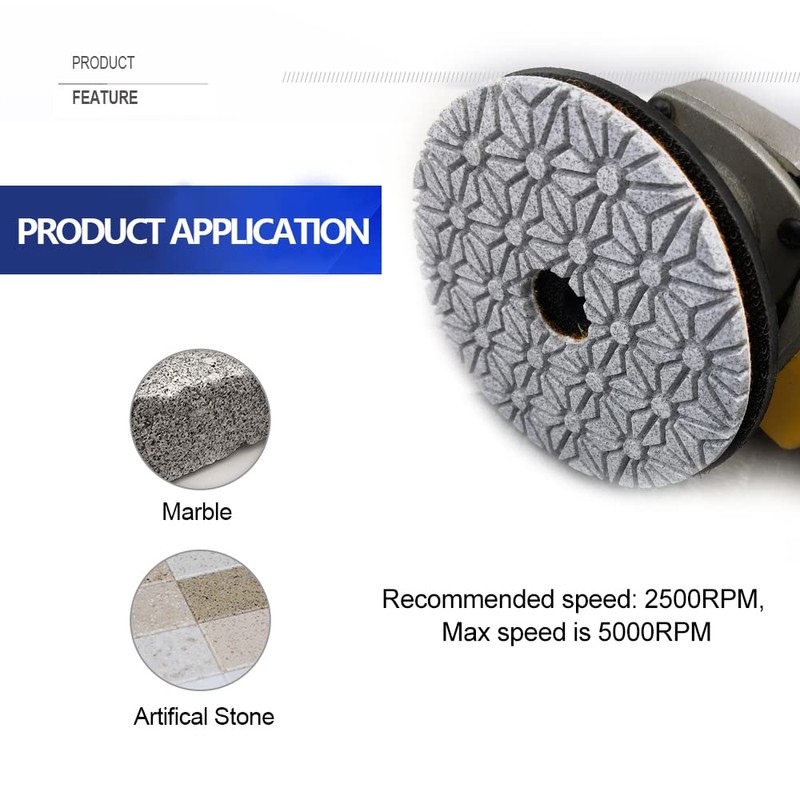 SHDIATOOL 4-Inch Diamond Polishing Pads 3-Step 3 Set Sanding Pads
