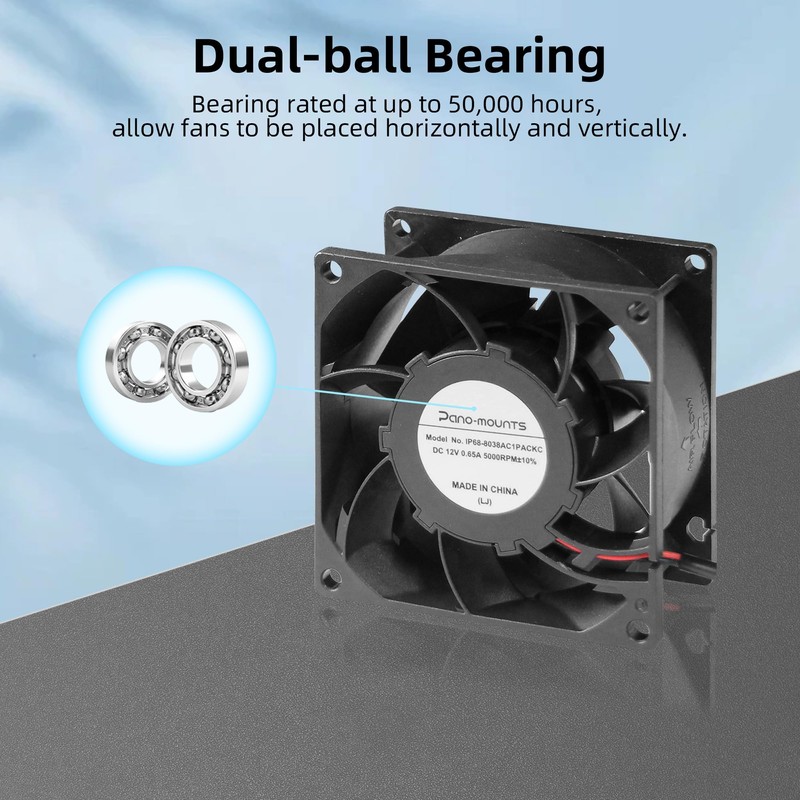 PANO-MOUNTS 80mm 3.15inch Dual Ball Upgraded IP68 Waterproof Cooling Fan