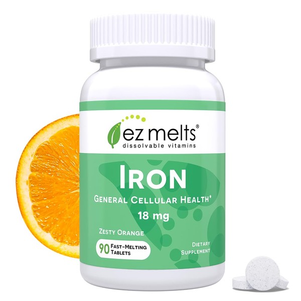 EZ Melts Dissolvable Iron Supplement 18 mg, Sugar-Free, 3-Month Supply