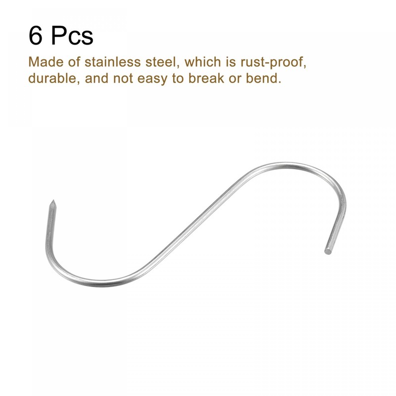uxcell 3.94" Meat Hooks, 0.12" Thick Stainless Steel Butcher S-Hook