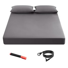 Grounding Fitted Sheets 90% Organic Cotton+10% Pure Silver Fiber, Grounded Sheets with Grounding Cord, Bed Grounding Kit for Healthy Sleep Therapy (Silver Grey, King XL)