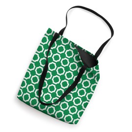 Green White Connected Hexagon Ring Circle Geometric Pattern Tote Bag