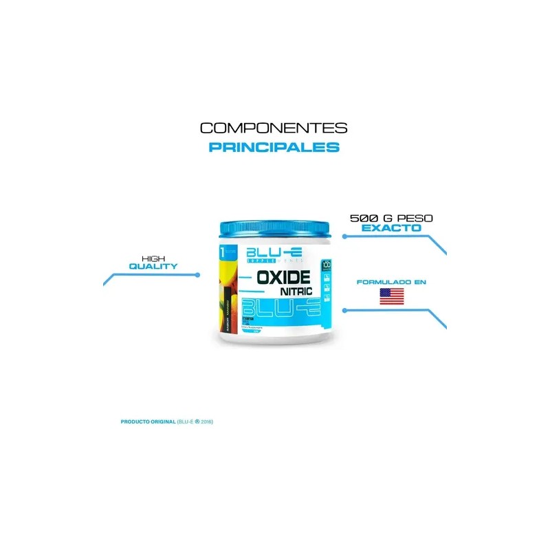 Óxido Nítrico Blu-e 500gr 100 Servicios Pre Entreno Full