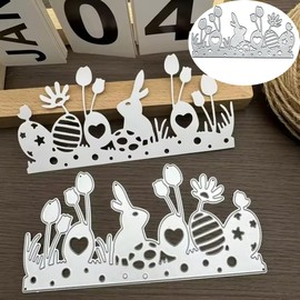 Easter Bunny Metal Die Cuts, Easter Bunny Frame Metal Cutting Dies Cut Stencils Card Paper Craft DIY Template Metal Cutting Dies Album Embossing Paper Dies for Card Making Scrapbooking