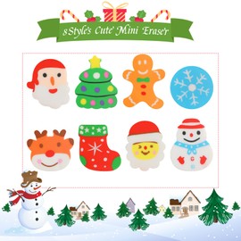 CCINEE 120 Pcs Christmas Mini Erasers for Kids,Desk Pets Christmas Pencil Erasers Elk Snowman Santa Claus Xmas Tree Snowflake for Party Favor Goodie Bag Stuffers School Homework Reward
