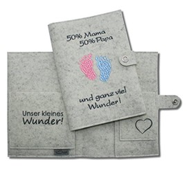 Maternity pass cover deluxe with extra compartments and closure, 100% wool felt, made in Germany