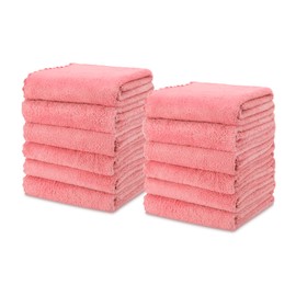 kimteny Kitchen Cloth Dish Towels, 13x28 Inches Premium Dishcloths, Super Absorbent Coral Velvet Microfiber Cleaning Cloths, Fast Drying Rags for Washing Dishes (13x28-12 Pack, Pink)