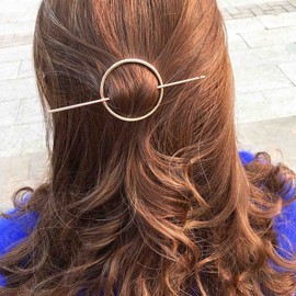 Wendalern Circle Stick Hair Clips Geometric Round Hair Clip Metal Hair Holder Clips Gold Minimalist Hair Clips Decorative Hair Accessories for Women and Girls