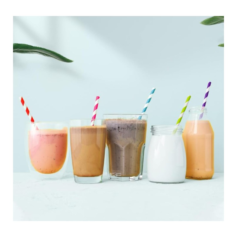 PakTalk Pack of 100 Paper Straws, Dark Blue Paper Straws,