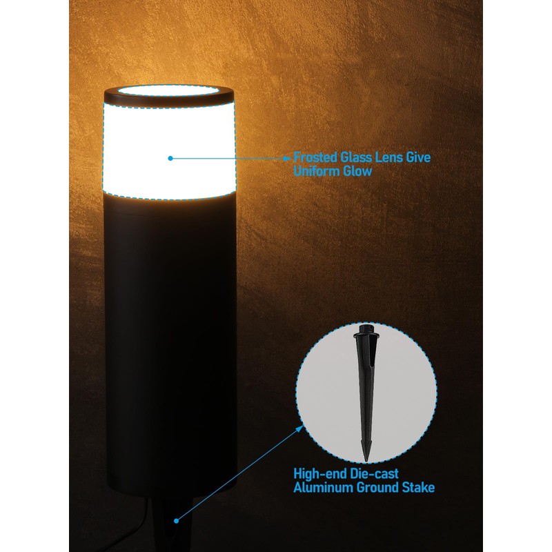 LEONLITE Low Voltage Path Lighting, 5W LED Landscape Bollard Pathway