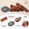 UpFind Western Genuine Leather Belt Cowboy Belt with Turquoise Oval