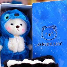 ARELUX  bear Plush ,cute bear ,Cute stuffed animal Toys, the bear in the hat ,Bear Shape ,Pillow ,Blue Bear Hug, Sleeping Fluffy Toys ,Bed Decor Plushie ,Doll ,Birthday Gifts ,toy for boy ,toy for girl, toy for Kids  stitch Plush:_dress up bear（1bear+2clothes)  