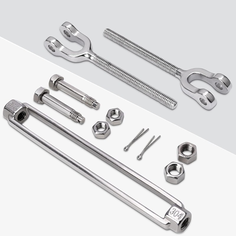 6 Pack Turnbuckle 3/16(M5) 304 Stainless Steel Turnbuckles, 660 lbs