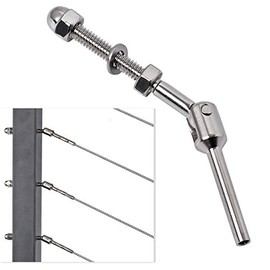 Deck Man 1/8 Inch T316 Stainless Steel Adjustable Cable Railing Kit/Hardware for 1.5 Inch Metal Post，Marine Grade (12 Pack)