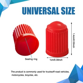 Middrivr 20PCS Car Valve Stem Cap, Tire Valve Caps, Tire Stem Valve Caps with O Rubber Ring, Plastic Tire Valve Dust Caps, Auto Accessories Universal Stem Covers for Trucks Motorcycles (Red, 20PCS)
