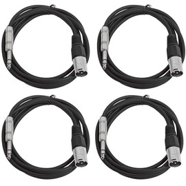 Seismic Audio - SATRXL-M6-4 Pack of 6 Foot 1/4 Inch TRS to XLR Male Patch Cables - Balanced - 6 Foot Patch Cord - Black and Black
