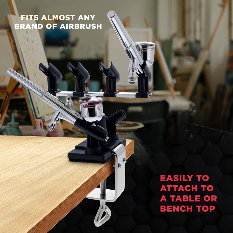 Master Airbrush Universal Clamp-On 6-Airbrush Holder - Airbrush Accessories &