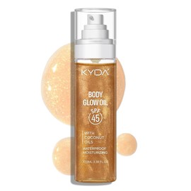 KYDA 바디 글로우 오일 골드 미카 SPF 45 선크림 선키스 스킨 일루미네이터 보습 여름 방수 3.38 floz 앰버 [2 ROSE] KYDA Body Glow Oil Gold Mica SPF 45 Sunscreen Sun-Kissed Skin Illuminator Moisturizing Summer Waterproof 3.38 floz Amber [2 ROSE]