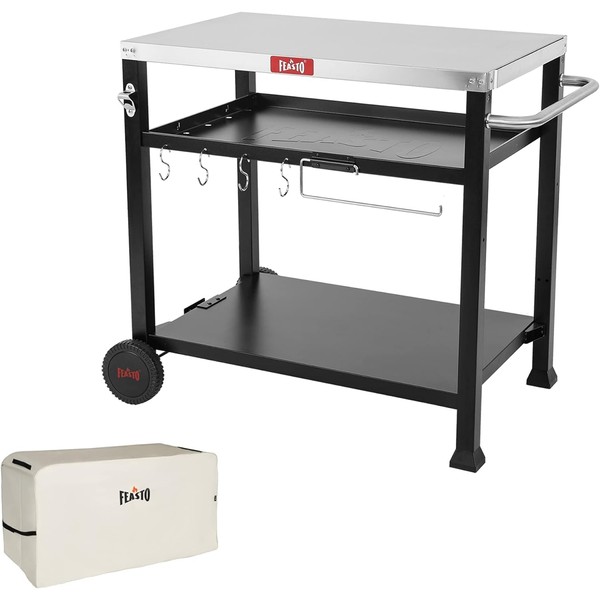 Feasto Feasto Three-Shelf Movable Food Prep and Work Cart Table,