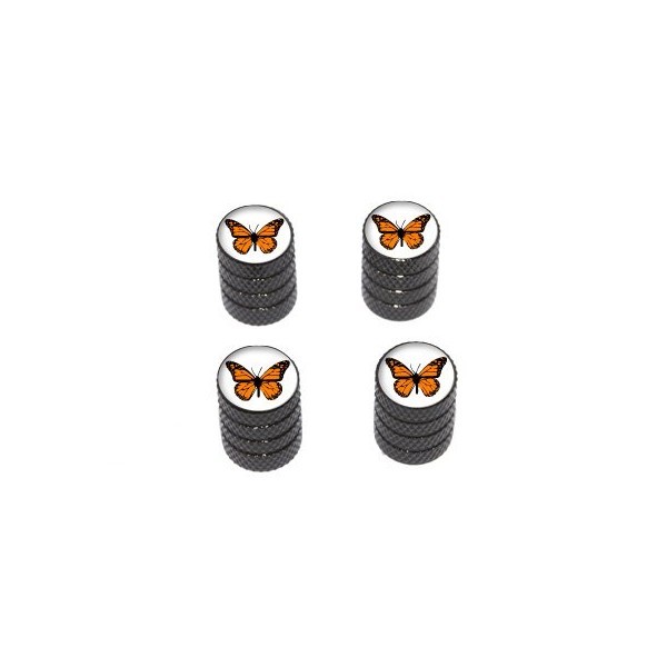 GRAPHICS & MORE Monarch Butterfly - Tire Rim Valve Stem Caps - Black