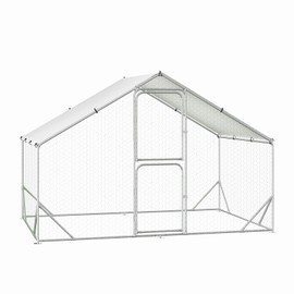 Large Metal Chicken Coop, Chicken Runs for Yard with Cover, Large Chicken Pen with Double Door, Walk in Chicken Coop for Outdoor Farm Yard (6.5'L x 9.8'W x 6.6'H)