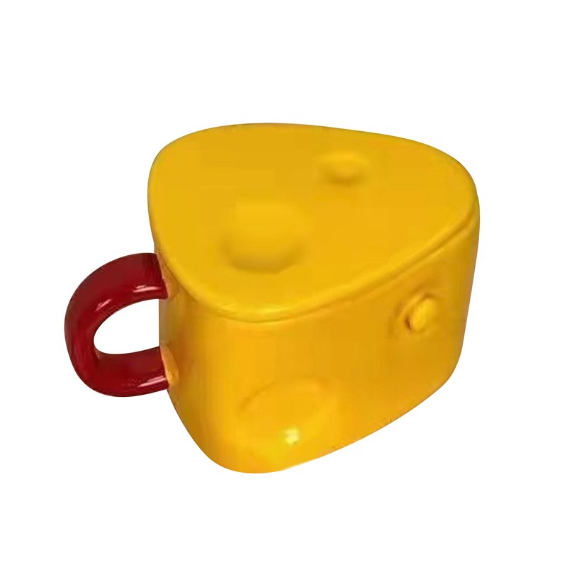 Ceramic Mug Cute Cheese Shape Fashionable Multifunctional Tea Cup with